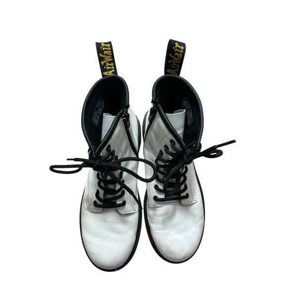 Dr. Martens White Leather Round Toe Lace Up Zip Ankle Boots 4 Youth Punk Emo - Picture 5 of 9